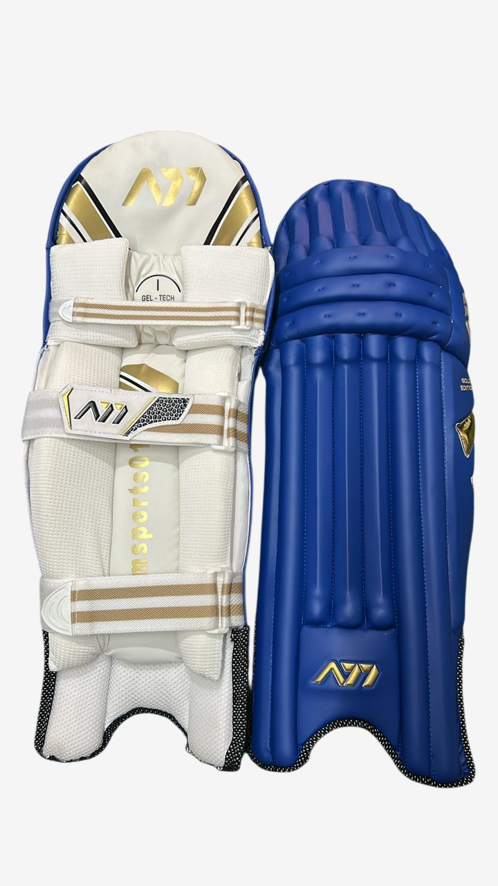 A77 | Cricket | Batting | Pads | Gold Edition Blue